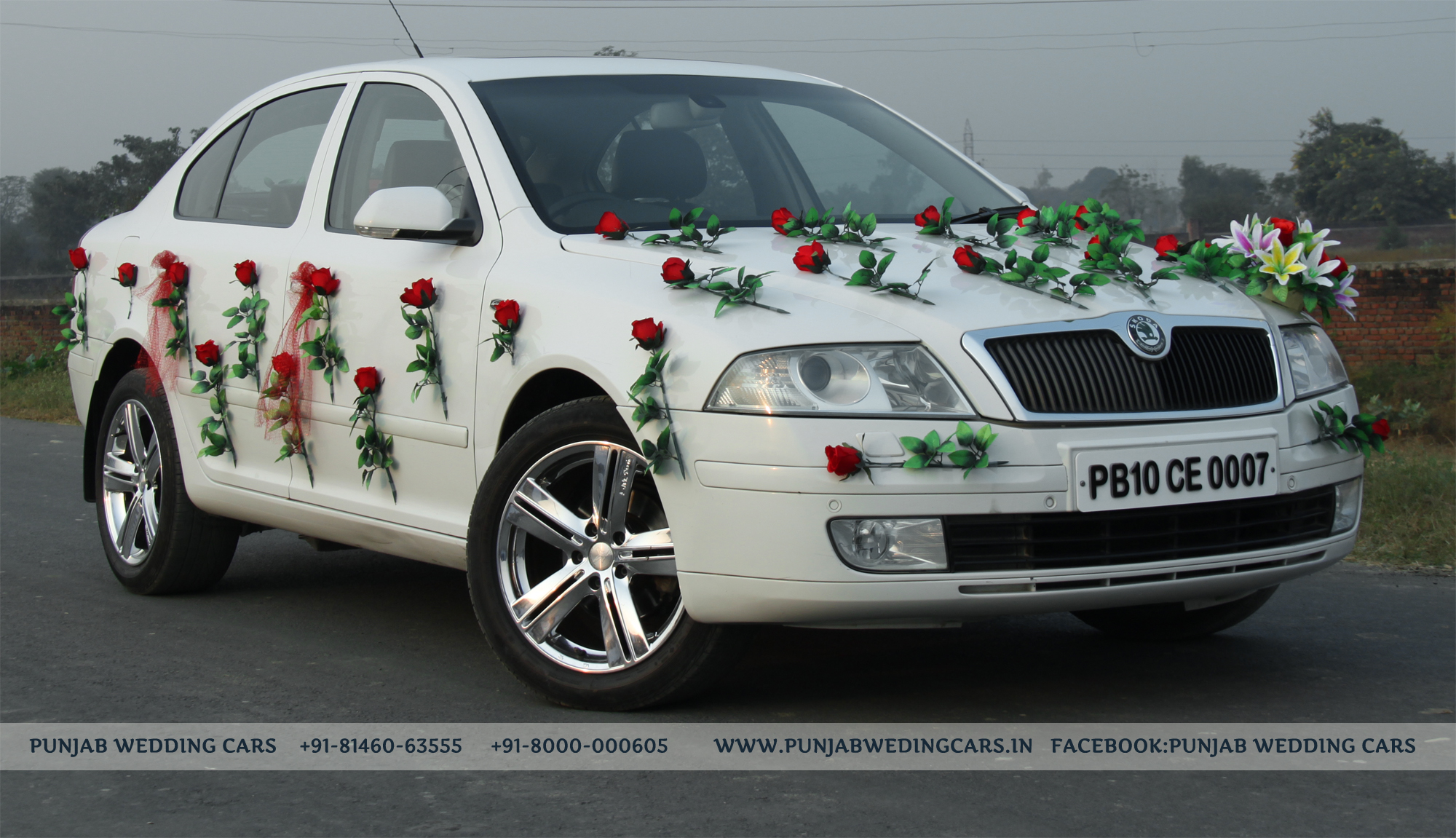 SKODA Laura (L&K) White Color Price of Luxury wedding Car in Punjab
