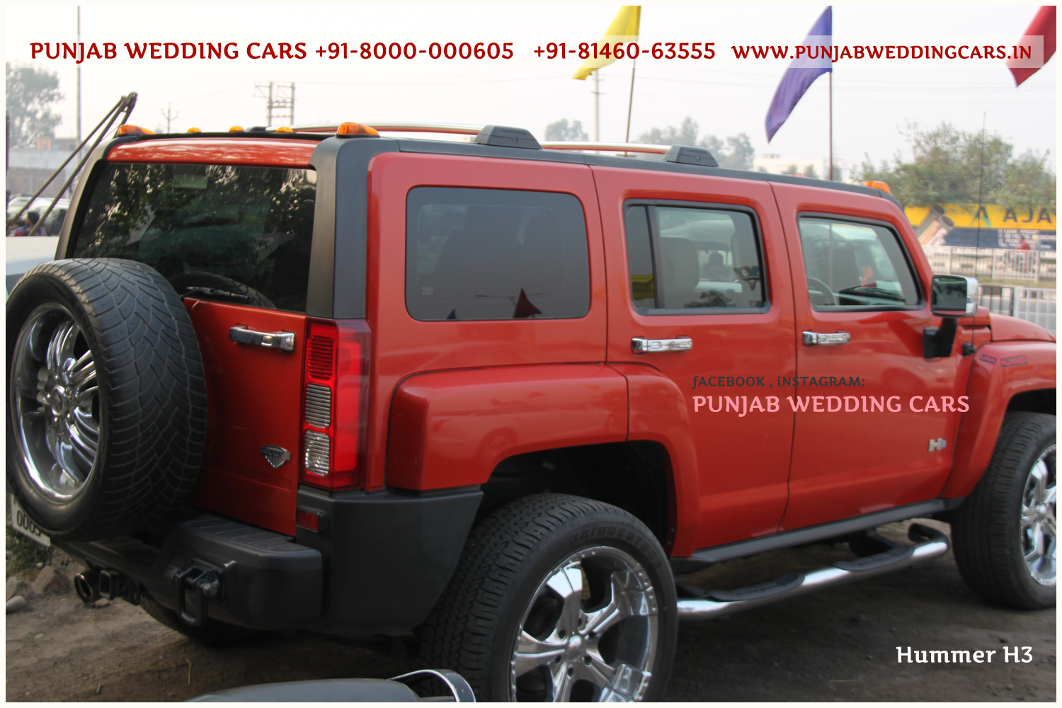 HUMMER H3 Red Color Price of Luxury wedding Car in Punjab Chandigarh
