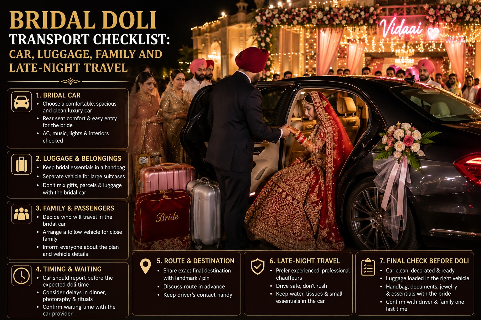 Bridal Doli Transport Checklist: Car, Luggage, Family & Late-Night Travel in Punjab