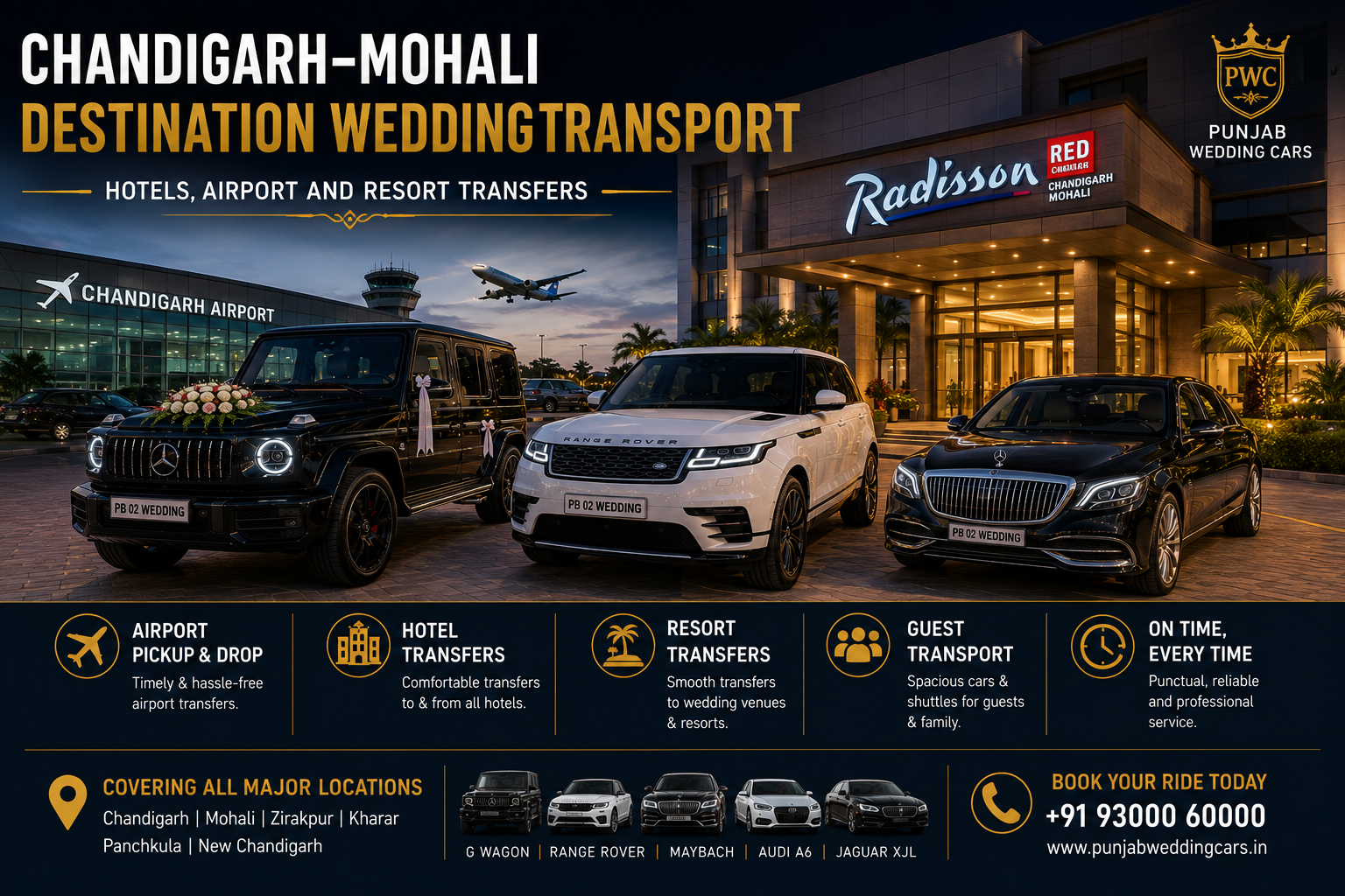 Chandigarh–Mohali Destination Wedding Transport: Hotels, Airport & Resort Transfers