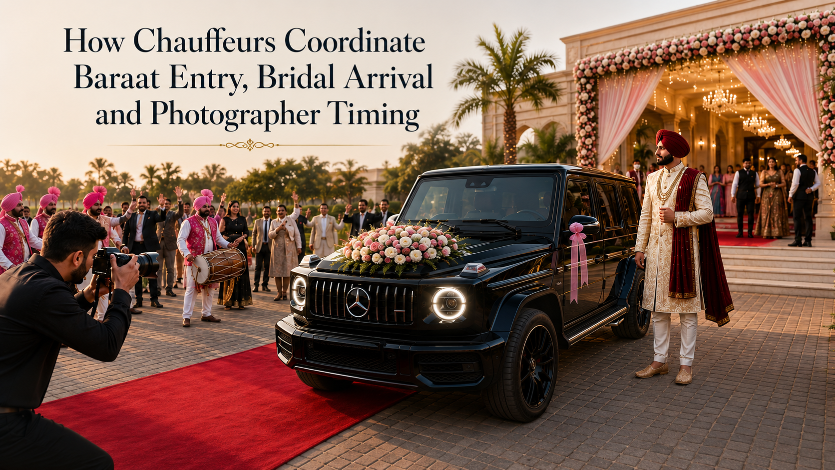 How Chauffeurs Coordinate Baraat Entry, Bridal Arrival and Photographer Timing