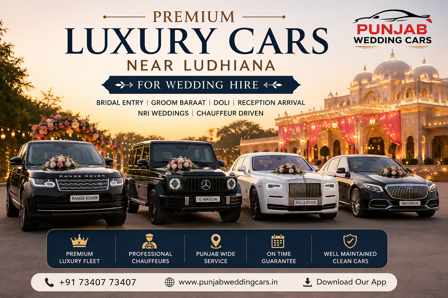Luxury Cars Near Ludhiana for Wedding Hire | Range Rover, G Wagon, Rolls Royce & Maybach