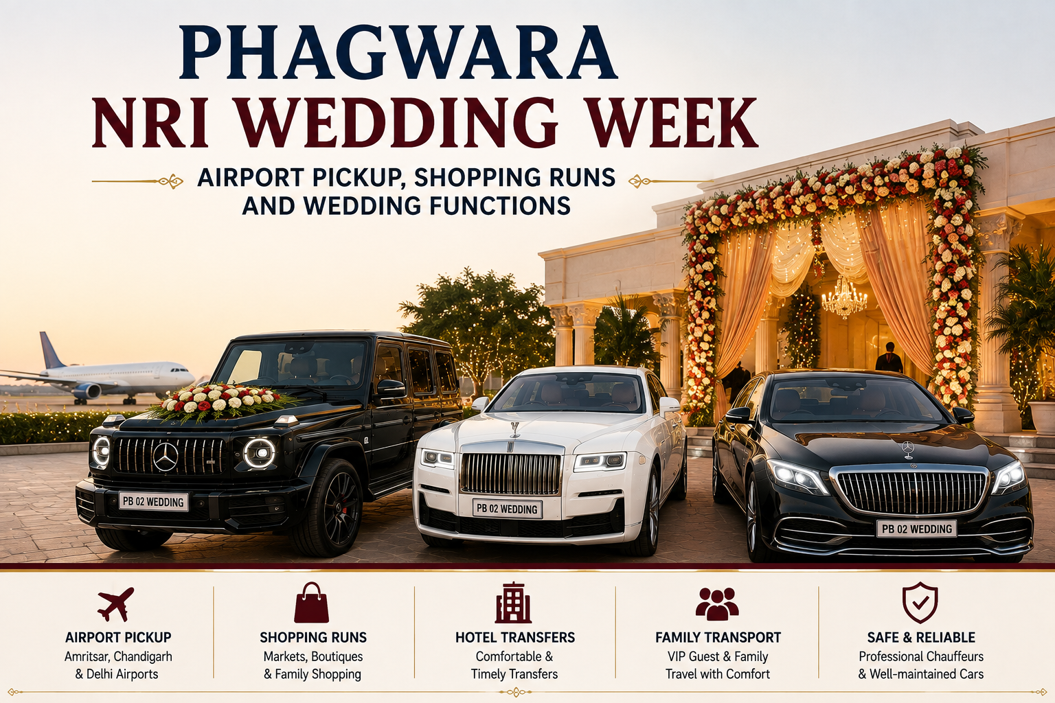 Phagwara NRI Wedding Week: Airport Pickup, Shopping Runs & Wedding Functions