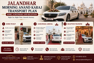 Jalandhar Morning Anand Karaj Transport Plan: Home, Gurudwara and Reception