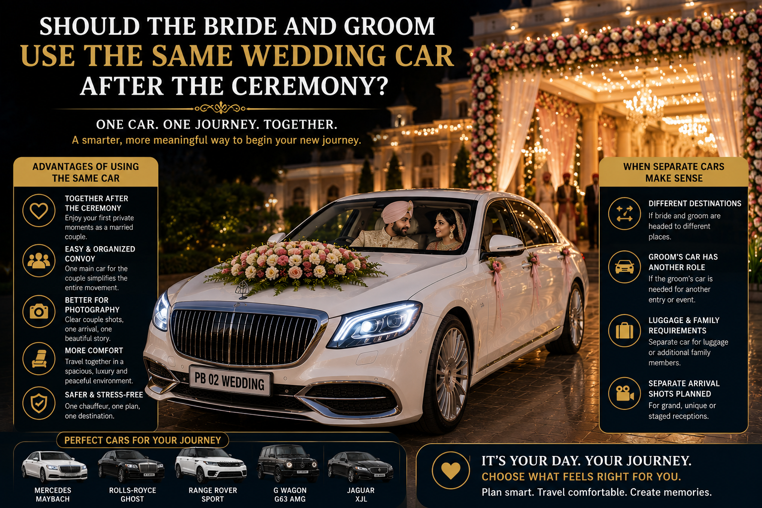 Should the Bride and Groom Use the Same Wedding Car After the Ceremony?