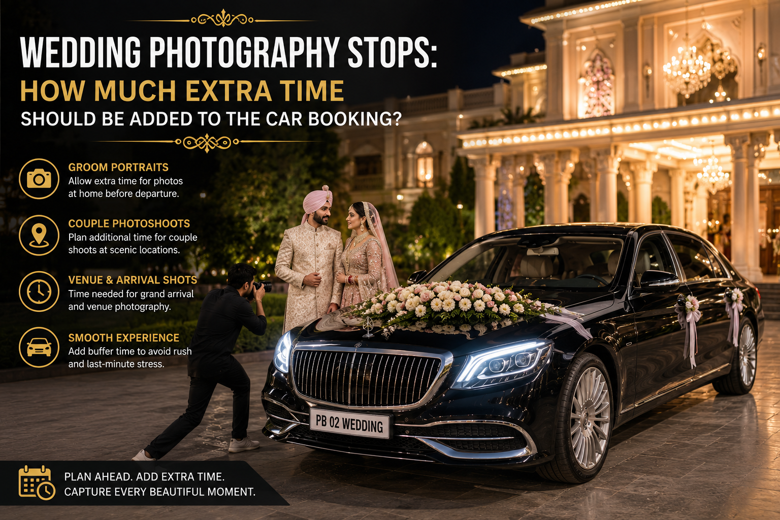 Wedding Photography Stops: How Much Extra Time Should Be Added to the Car Booking?