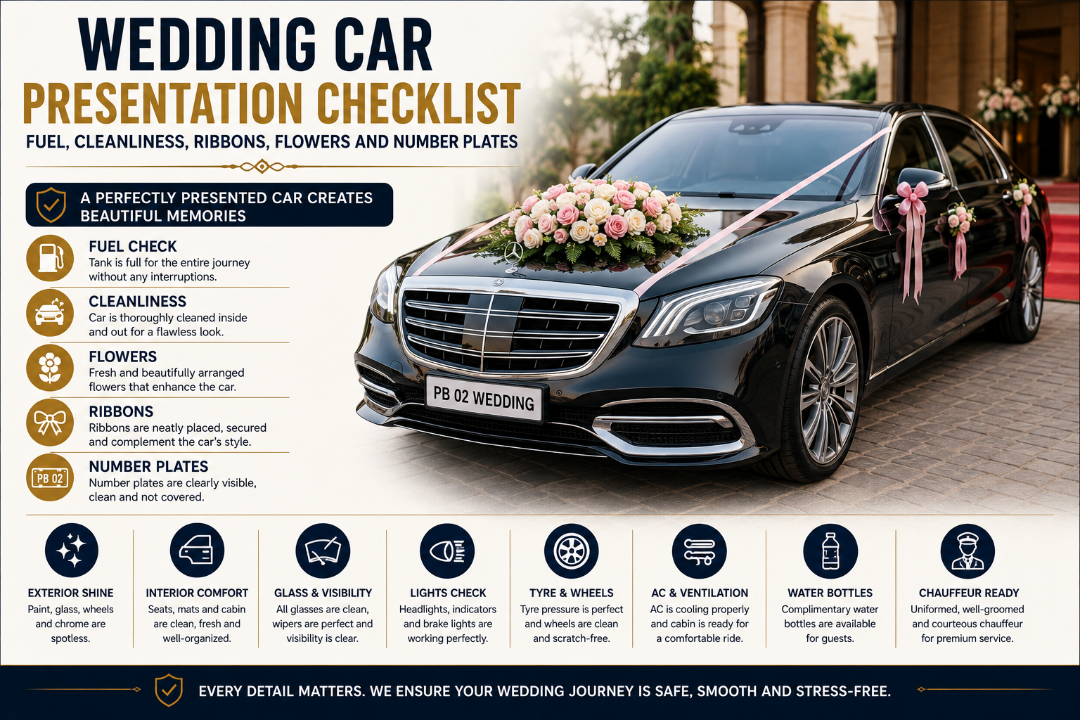 Wedding Car Presentation Checklist: Fuel, Flowers & Final Checks