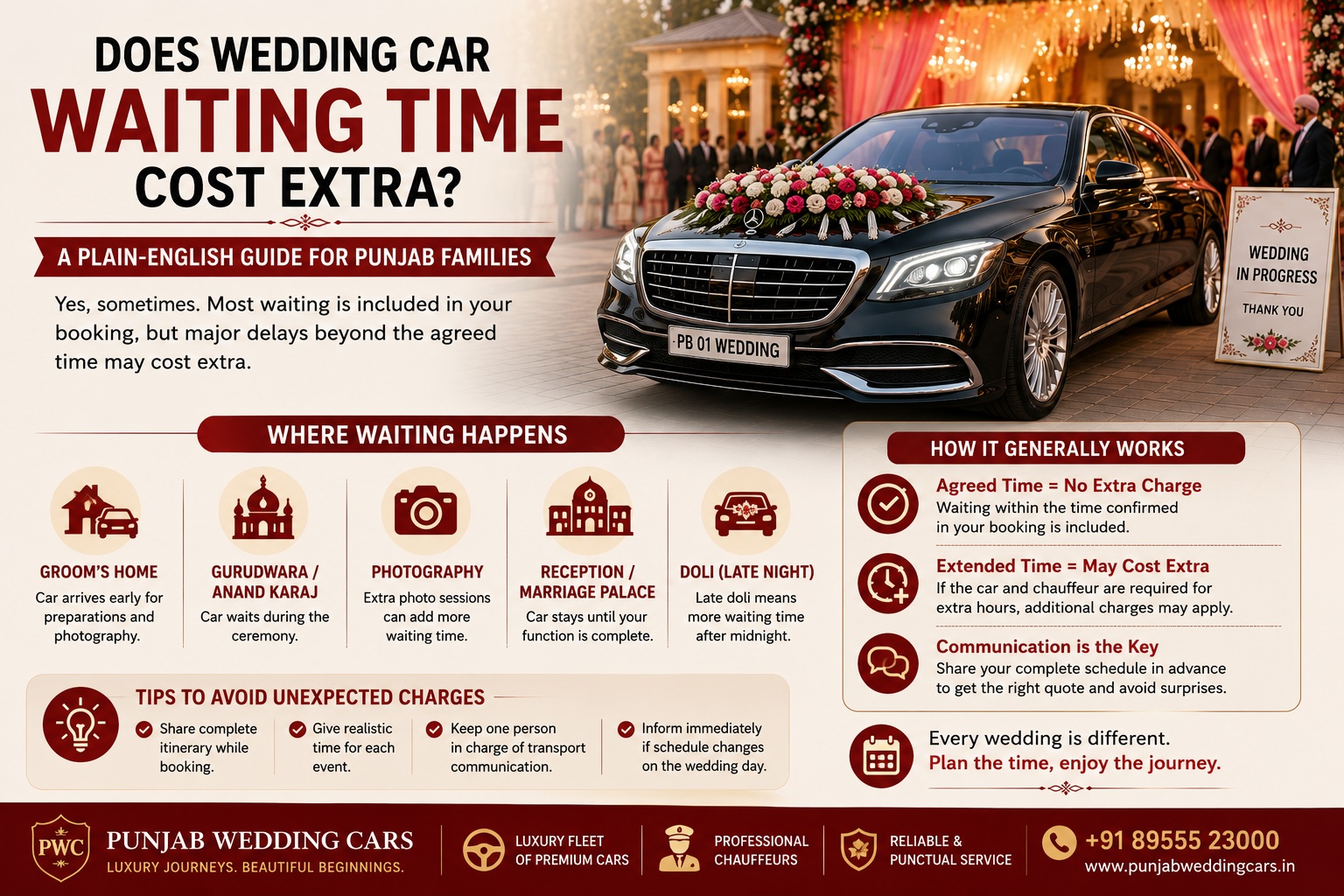 Does Wedding Car Waiting Time Cost Extra? A Plain-English Guide for Punjab Families