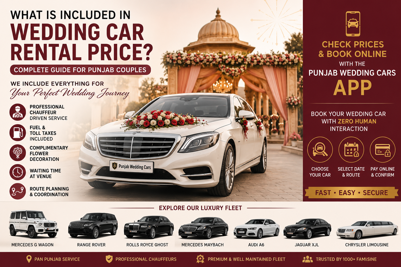What is Included in Wedding Car Rental Price in Punjab?