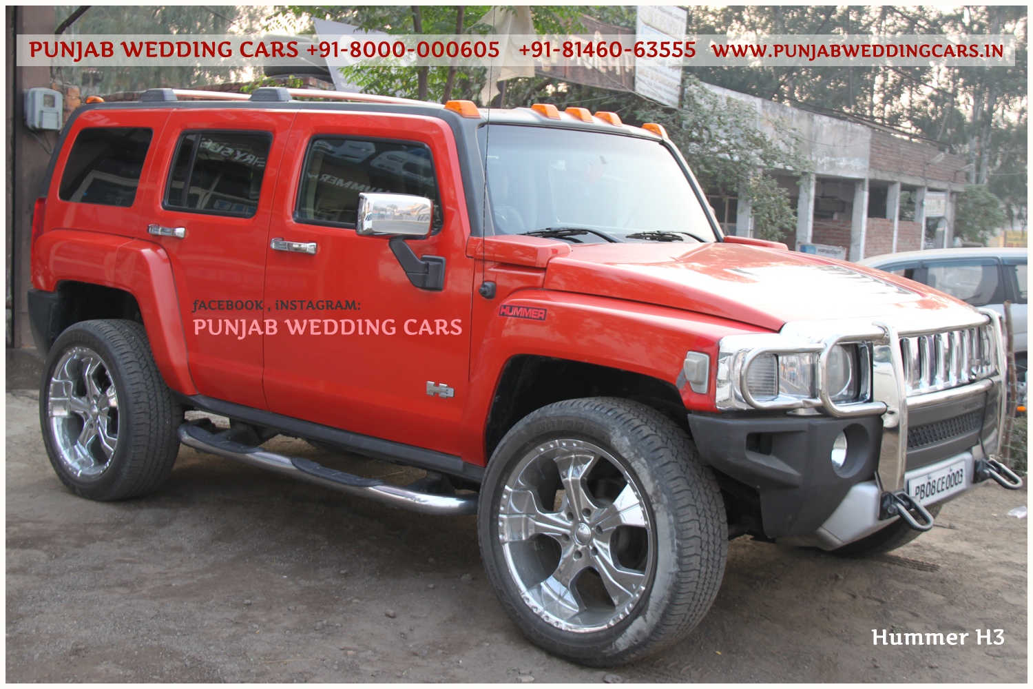 HUMMER H3 Red wedding car hire Punjab — Punjab Wedding Cars
