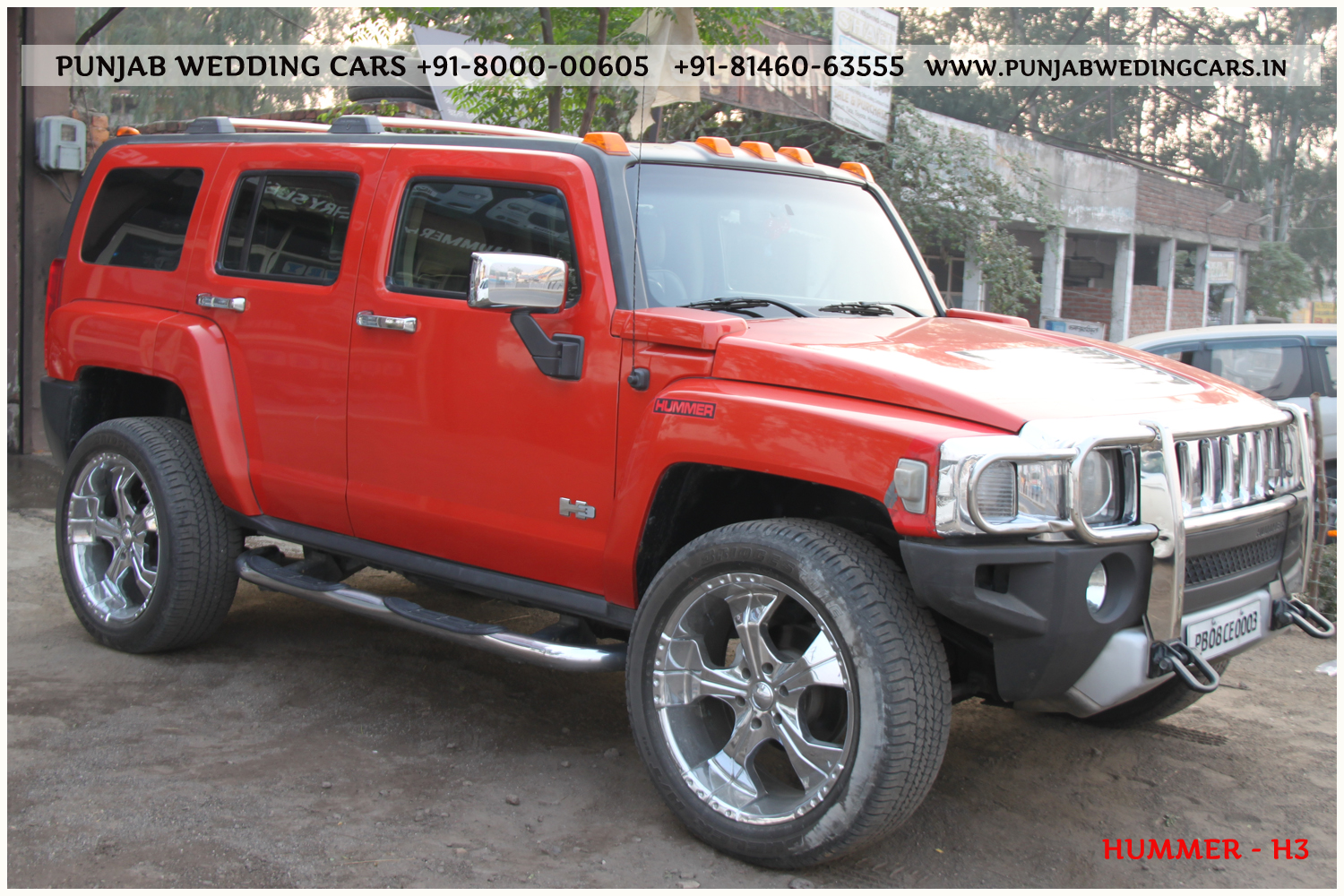 HUMMER H3 Red wedding car hire Punjab — Punjab Wedding Cars