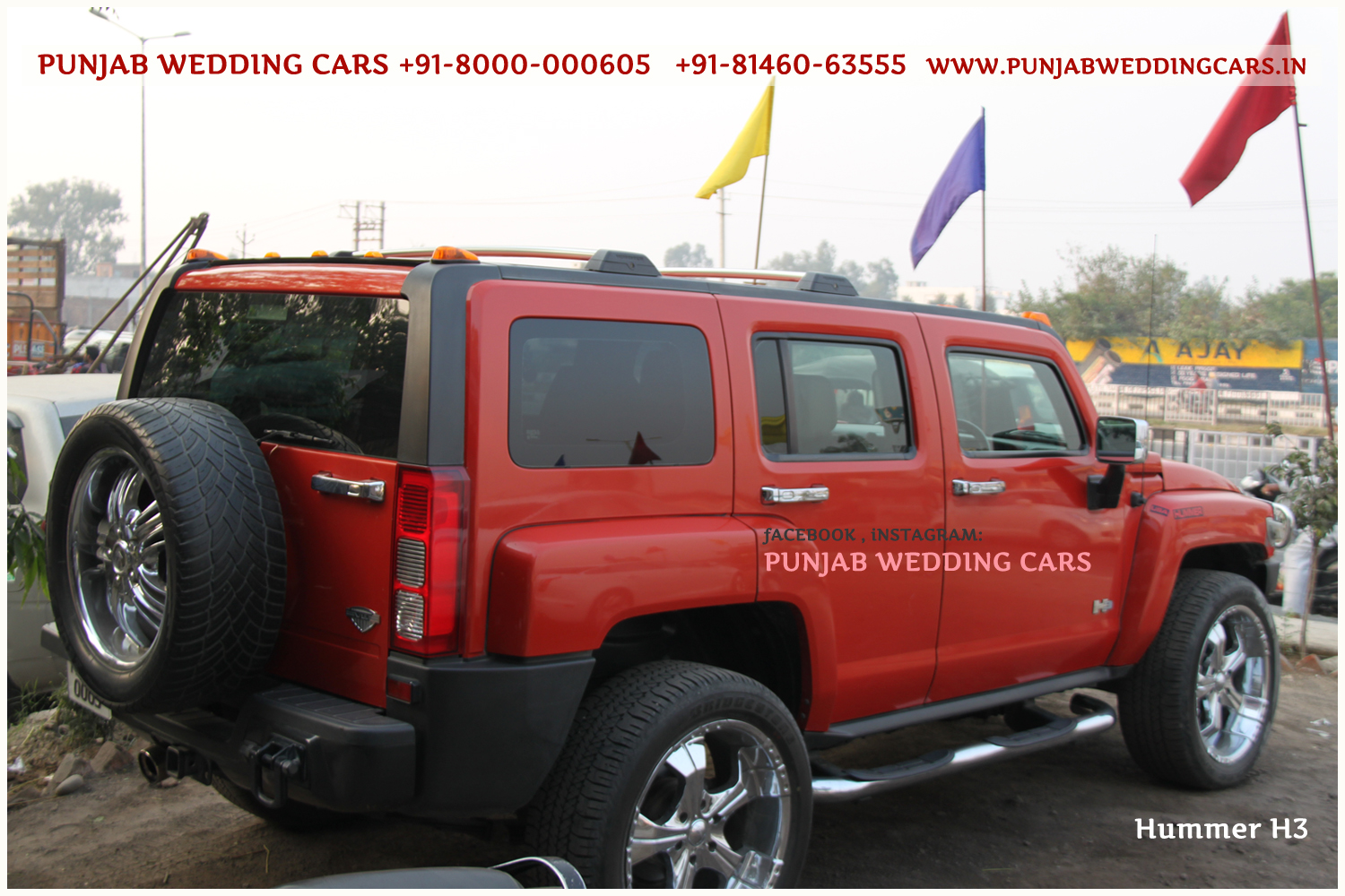 HUMMER H3 Red wedding car hire Punjab — Punjab Wedding Cars