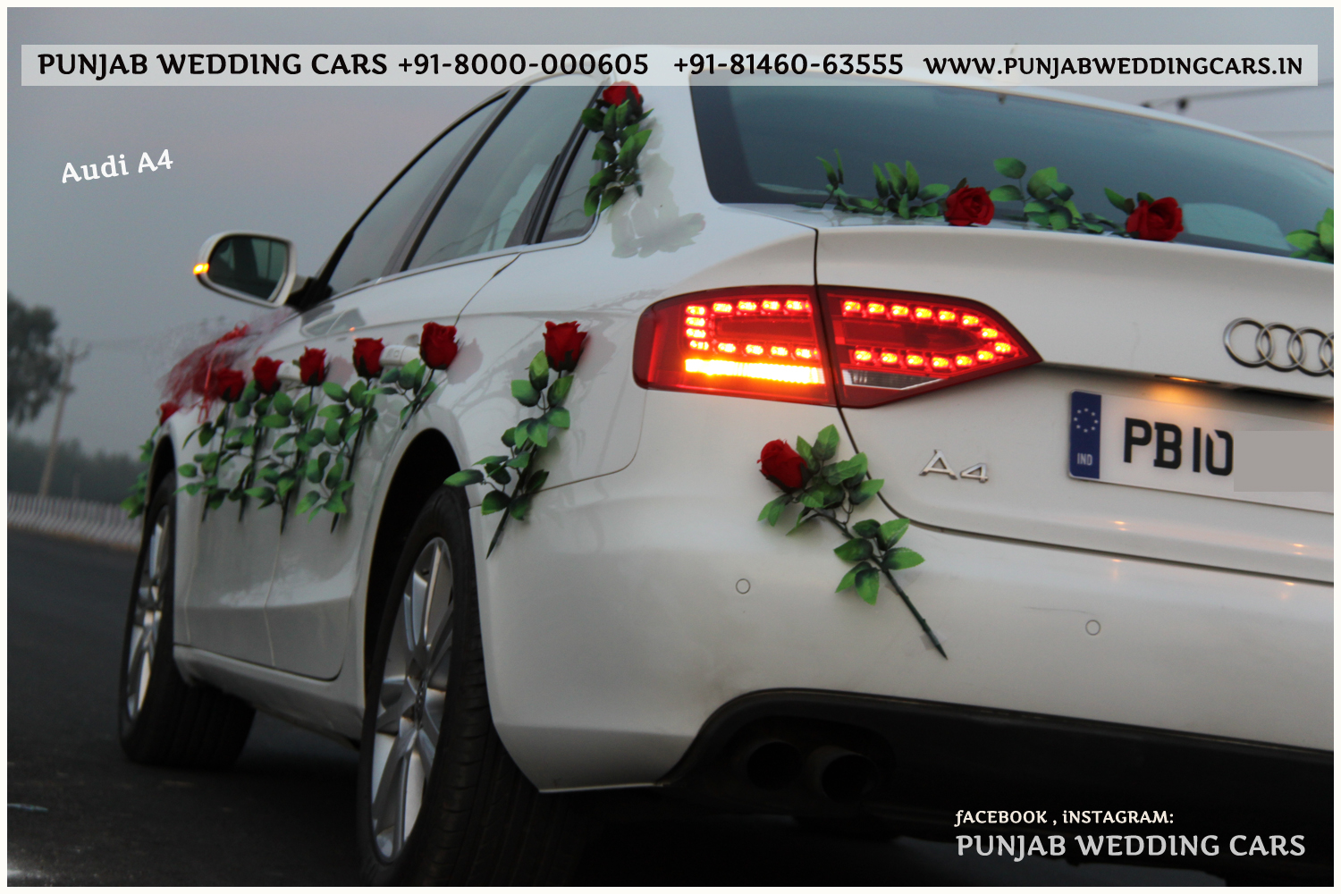 AUDI A4 White wedding car hire Punjab — Punjab Wedding Cars