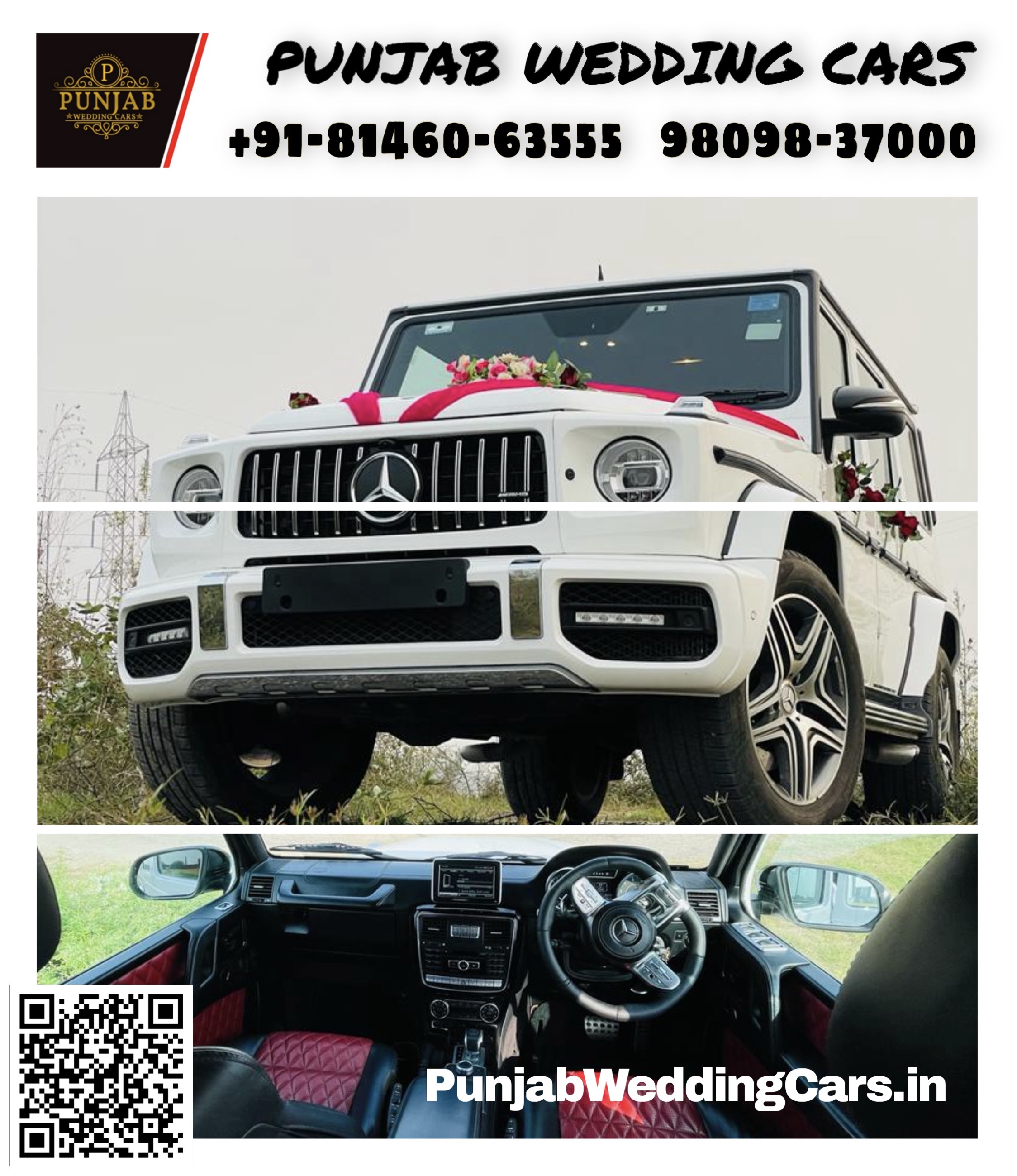 MERCEDES G Wagon (G63 AMG) White wedding car hire Punjab — Punjab Wedding Cars