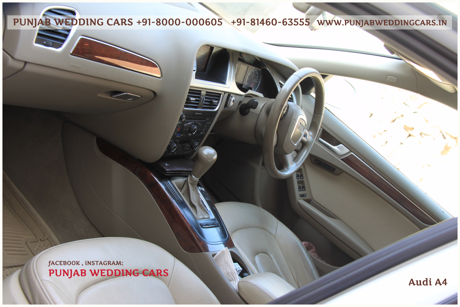 AUDI A4 White wedding car hire Punjab — Punjab Wedding Cars