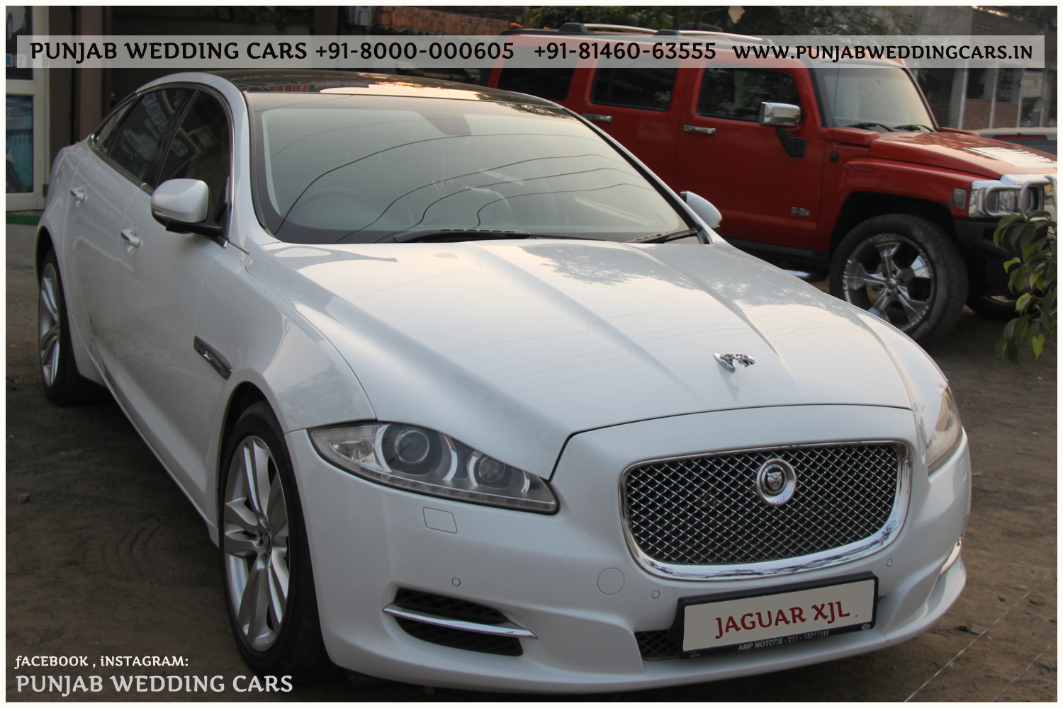 White Jaguar XJ L bridal wedding car for hire in Heir Amritsar